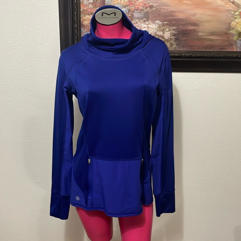 Athleta Plush Tech Hoodie 3.0 SAPPHIRE BLUE #721643 Size Medium Tall MT - Picture 2 of 14